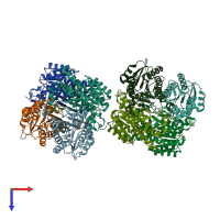 PDB entry 3ctm coloured by chain, top view.