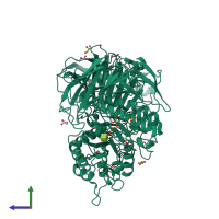 PDB entry 3ctt coloured by chain, side view.