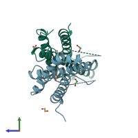 PDB entry 3ctw coloured by chain, side view.