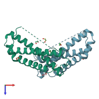 PDB entry 3ctw coloured by chain, top view.