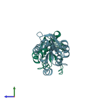 PDB entry 3cu5 coloured by chain, side view.