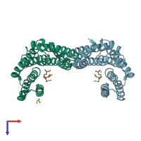 PDB entry 3cu8 coloured by chain, top view.