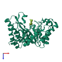 PDB entry 3cug coloured by chain, top view.