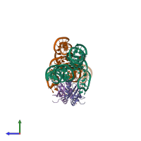 PDB entry 3cul coloured by chain, side view.
