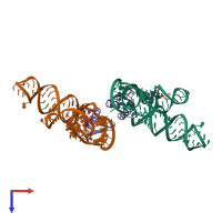 PDB entry 3cul coloured by chain, top view.