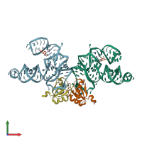 PDB entry 3cun coloured by chain, front view.