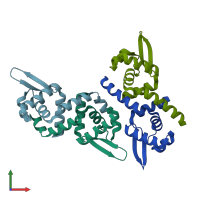 PDB entry 3cuo coloured by chain, front view.
