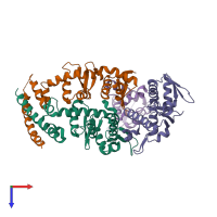 PDB entry 3cuq coloured by chain, top view.