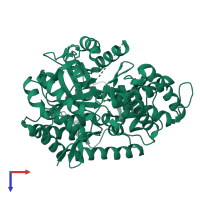 PDB entry 3cux coloured by chain, top view.