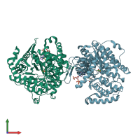 PDB entry 3cv2 coloured by chain, front view.