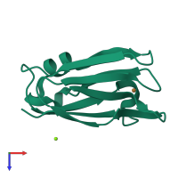 PDB entry 3cvc coloured by chain, top view.