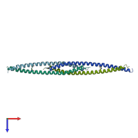 PDB entry 3cvf coloured by chain, top view.