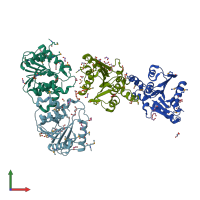 PDB entry 3cvo coloured by chain, front view.