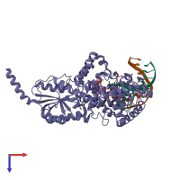 PDB entry 3cvv coloured by chain, top view.