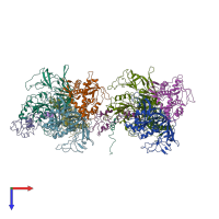 PDB entry 3cw2 coloured by chain, top view.