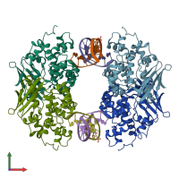 PDB entry 3cw7 coloured by chain, front view.
