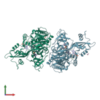 PDB entry 3cw9 coloured by chain, front view.