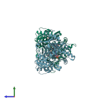 PDB entry 3cw9 coloured by chain, side view.