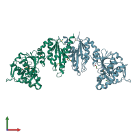 PDB entry 3cwc coloured by chain, front view.