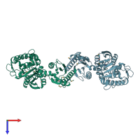 PDB entry 3cwc coloured by chain, top view.