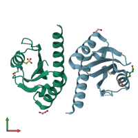 PDB entry 3cwf coloured by chain, front view.