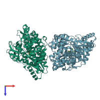 PDB entry 3cwj coloured by chain, top view.