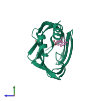 PDB entry 3cwk coloured by chain, side view.