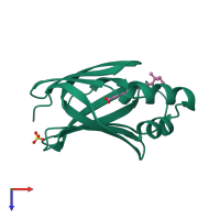 PDB entry 3cwk coloured by chain, top view.