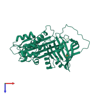 PDB entry 3cwl coloured by chain, top view.