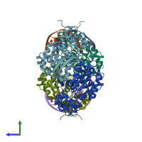 PDB entry 3cws coloured by chain, side view.