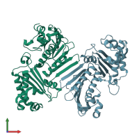 PDB entry 3cwv coloured by chain, front view.