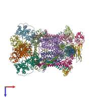 PDB entry 3cxh coloured by chain, top view.