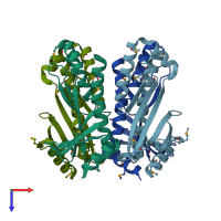 PDB entry 3cxj coloured by chain, top view.