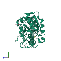 PDB entry 3cxm coloured by chain, side view.