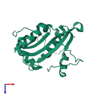 PDB entry 3cxp coloured by chain, top view.