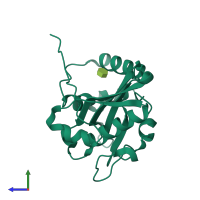 PDB entry 3cxq coloured by chain, side view.