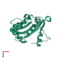 PDB entry 3cxs coloured by chain, top view.