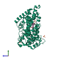 PDB entry 3cxy coloured by chain, side view.