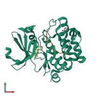 PDB 3cy2 coloured by chain and viewed from the front.