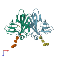 PDB entry 3cy4 coloured by chain, top view.