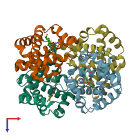 PDB entry 3cy5 coloured by chain, top view.