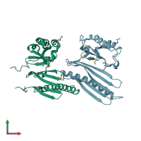 PDB entry 3cyg coloured by chain, front view.
