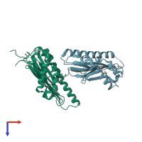 PDB entry 3cyg coloured by chain, top view.