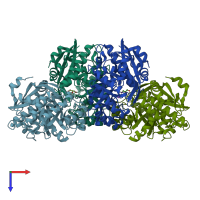 PDB entry 3cyj coloured by chain, top view.