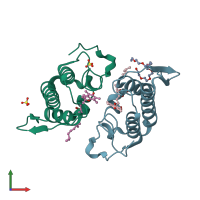PDB entry 3cyl coloured by chain, front view.