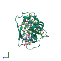 PDB entry 3cyr coloured by chain, side view.