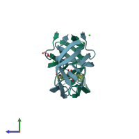 PDB entry 3cyw coloured by chain, side view.