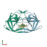 PDB entry 3cyx coloured by chain, front view.