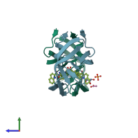 PDB entry 3cyx coloured by chain, side view.