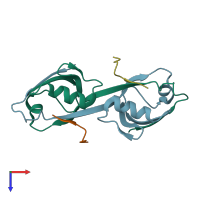 PDB entry 3cyy coloured by chain, top view.